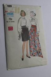 7685 VOGUE GATHERED SKIRT TWO LENGTHS PATTERN 23 INCH WAIST UNCUT